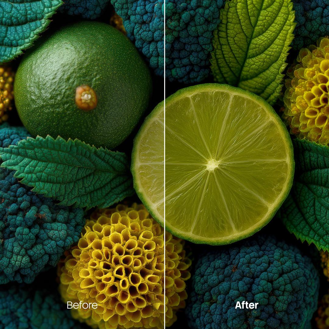 Before and after Botanics LUT Pack effect