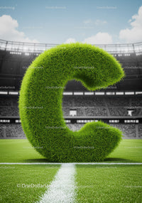 Lush Grass Letter C on Soccer Field in Stadium