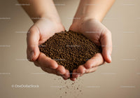 Hands Holding Loose Ground Coffee Grains Falling