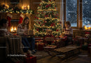 Cozy family moment with Christmas gifts by decorated tree