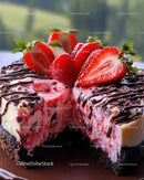 Chocolate Cake with Fresh Strawberries and Chocolate Drizzle