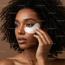 Black Woman Applying Under Eye Patches Skincare Treatment