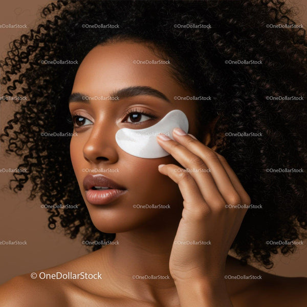 Black Woman Applying Under Eye Patches Skincare Treatment