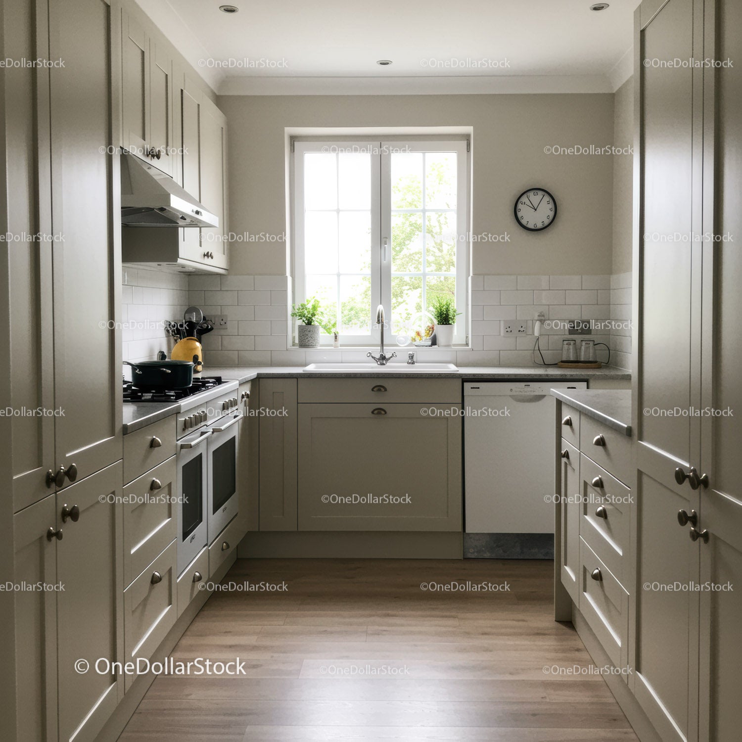 Bright Modern Kitchen with White Cabinets and Natural Light