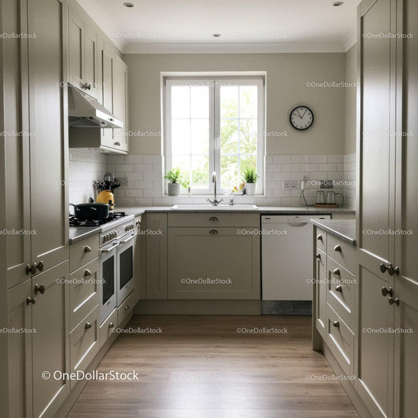 Bright Modern Kitchen with White Cabinets and Natural Light