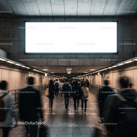 Crowded Underground Passageway Filled with Commuters