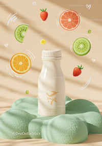 Fresh natural drink surrounded by floating fruit slices