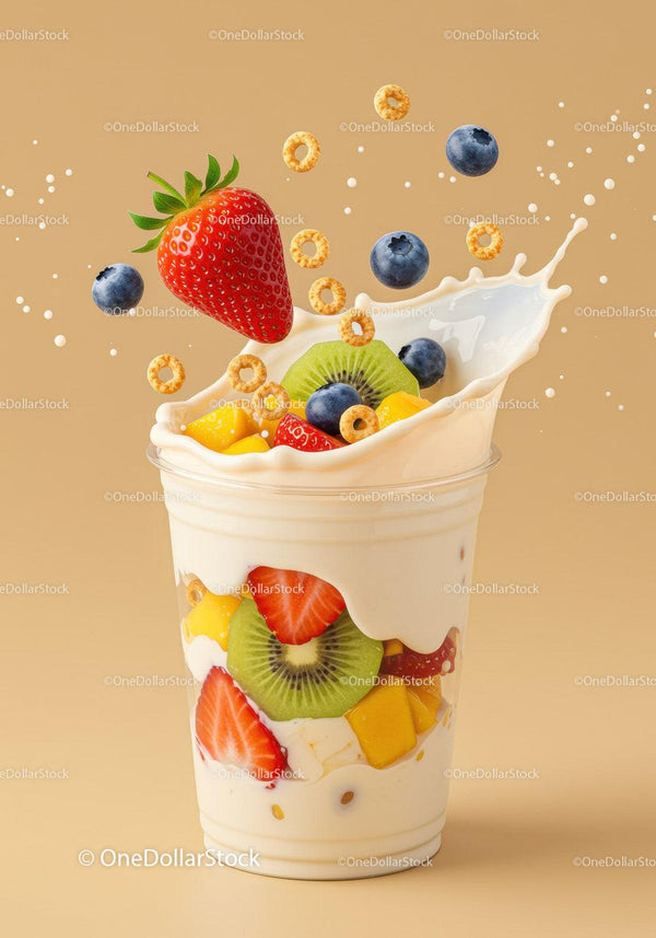 Fresh Fruit and Cereal Splash in Creamy Yogurt Cup