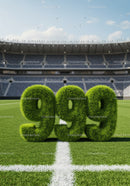 Grass Covered 999 Numbers on Soccer Field Line