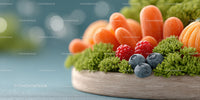 Fresh Berry and Orange Fruit Platter with Green Foliage
