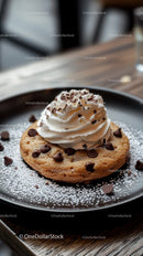 Chocolate Chip Cookie with Whipped Cream and Chocolate Topping