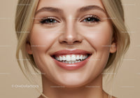Close up of smiling young woman with flawless skin
