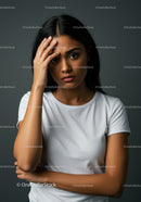 Portrait of a Worried Woman Expressing Stress and Anxiety