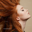 Profile of Woman with Flowing Vibrant Red Hair