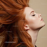 Profile of Woman with Flowing Vibrant Red Hair