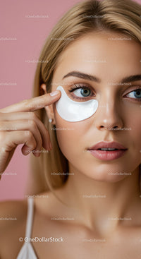 Young Woman Applying Under Eye Patches for Skin Rejuvenation