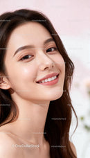 Close-up portrait of smiling woman with radiant skin