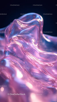 Abstract Pink and Blue Fluid Art with Iridescent Effects