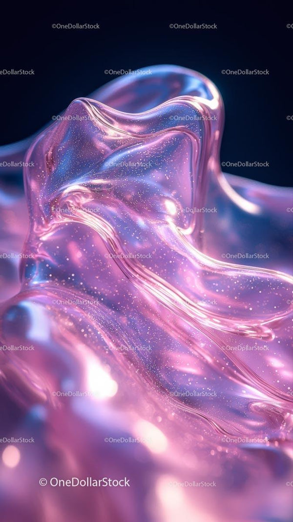 Abstract Pink and Blue Fluid Art with Iridescent Effects