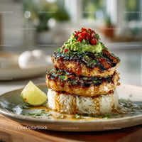 Grilled Chicken with Cilantro and Lime Served on Rice