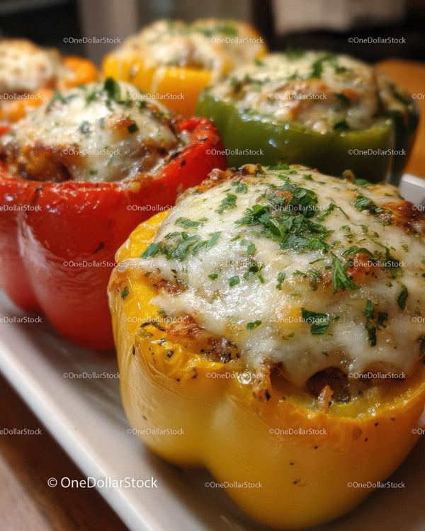 Colorful Stuffed Bell Peppers with Cheese and Herbs