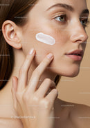Close-up of Woman Applying Skincare Cream on Face for Healthy Skin