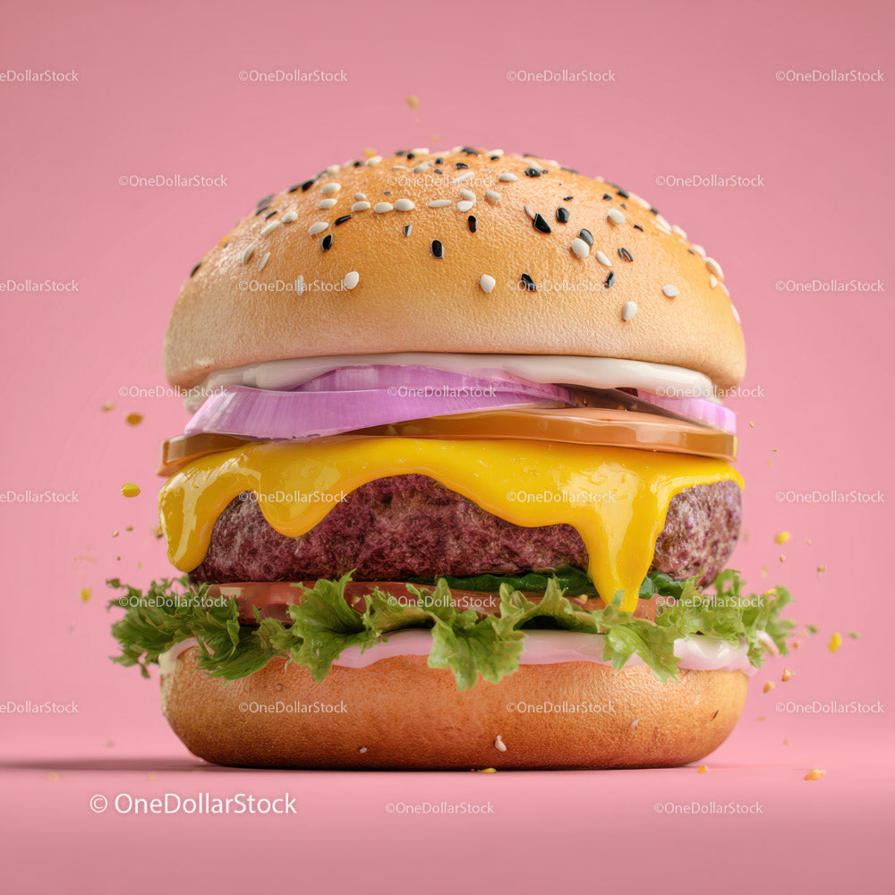 Juicy Cheeseburger with Fresh Vegetables and Melted Cheese