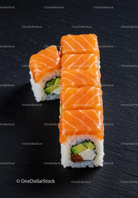 Fresh Salmon Sushi Rolls with Avocado and Cream Cheese