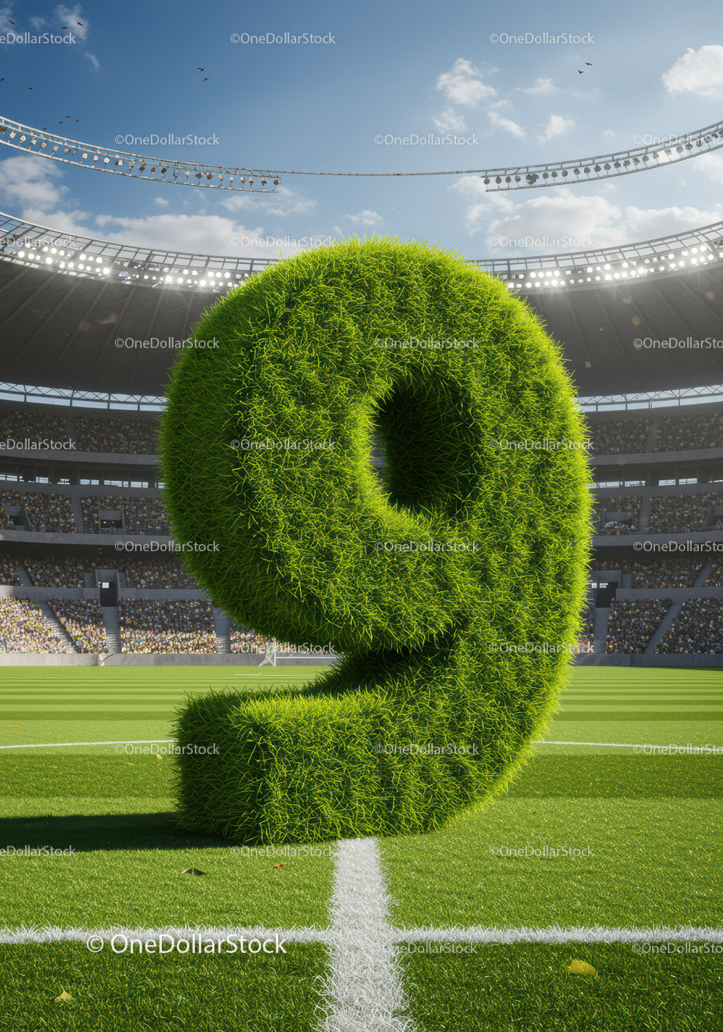 Green Grass Number Nine on Soccer Stadium Field