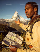 Hiker Exploring Mountain Trail Near Iconic Peak