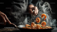 Seafood Stir-Fry with Shrimp in Hot Wok