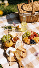 Cheese and Fruit Picnic Spread with Honey Drink