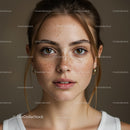 Portrait of a Freckled Woman with Brown Eyes in Natural Light