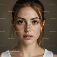 Portrait of a Freckled Woman with Brown Eyes in Natural Light