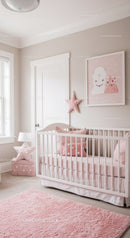 Stylish Pink Nursery with Star Decor and Soft Textiles