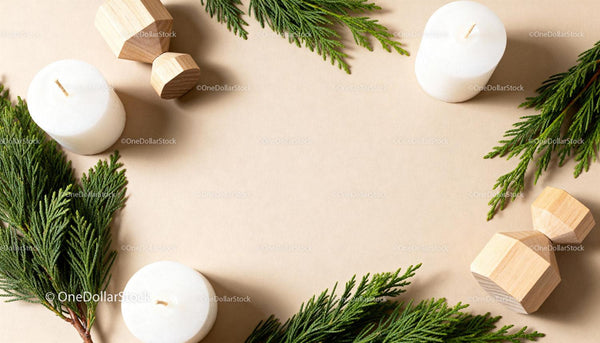 Minimalist Christmas Decor with Candles and Greenery