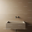 Modern Concrete Utility Sink in Beige Wall with Stainless Steel Faucet