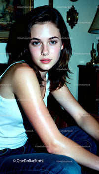 Young woman with natural glow and relaxed expression