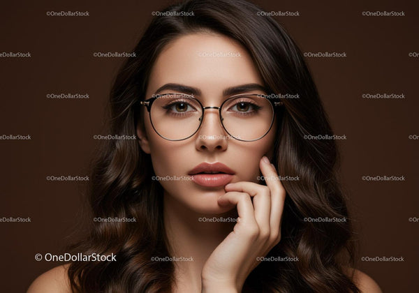 Elegant Woman with Glasses and Stylish Hair in Modern Portrait