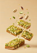 Nutty pistachio energy bars with crumbly texture