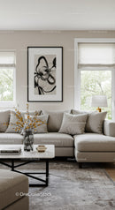 Contemporary Living Room with Neutral Sofa and Abstract Wall Art