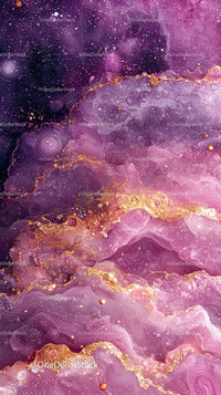 Elegant Violet and Pink Abstract Watercolor Background with Gold Accents