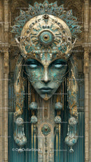 Futuristic Steampunk Cybernetic Female Face Art Sculpture
