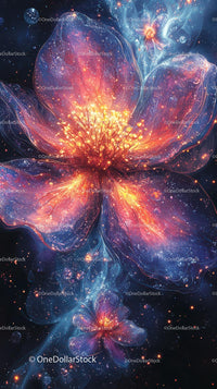 Vibrant Cosmic Explosion with Glowing Nebula and Star Clusters