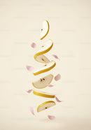 Floating Slices of Pear with Delicate Pink Petals