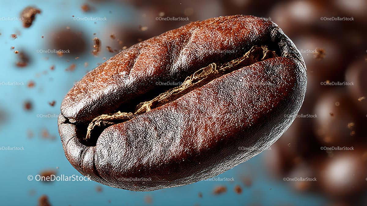 Flying Coffee Beans in Motion on a Dark Background