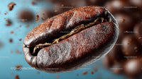 Flying Coffee Beans in Motion on a Dark Background