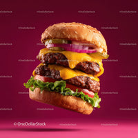 Juicy Double Cheeseburger with Lettuce Tomato and Onion