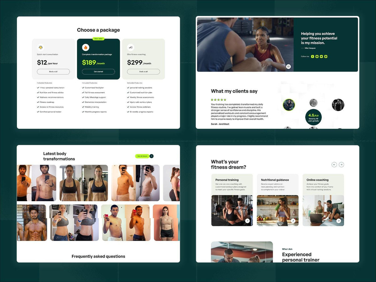 FitCoach Framer template design preview