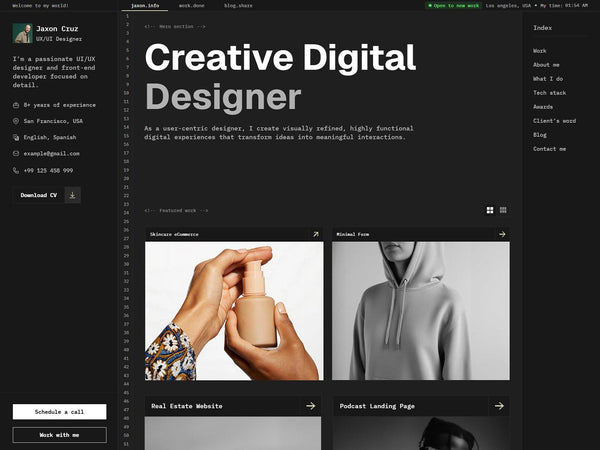 Jaxon Cruz — Developer Portfolio and Resume Framer Template